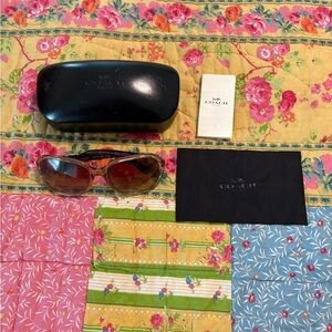 Coach Black Sunglasses Case and Brown Sunglasses with accessories